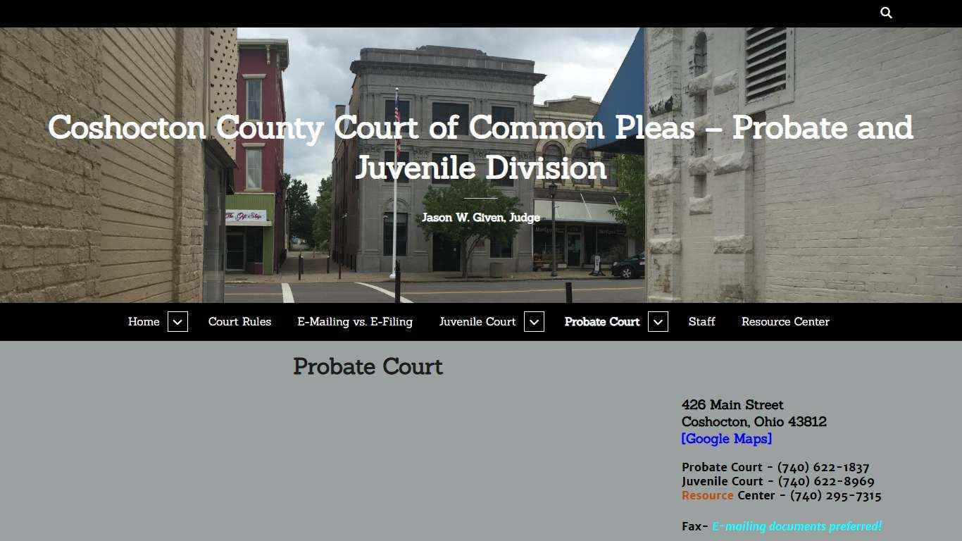 Probate Court – Coshocton County Court of Common Pleas – Probate and Juvenile Division